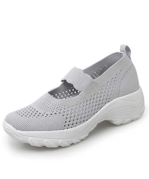 Grey hollow slip on double rocker bottom sneaker | Womens rocker shoes ...