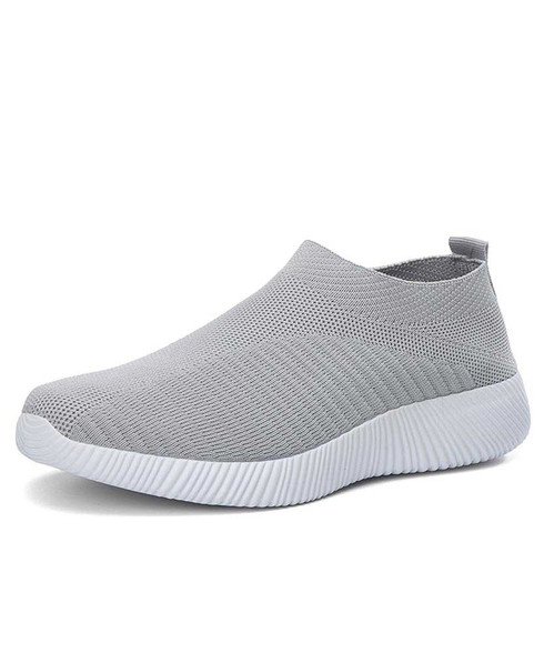 Grey texture stripe slip on shoe sneaker | Womens sneakers shoes online ...