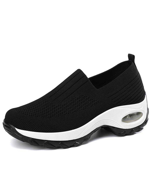 Black stripe slip on double rocker bottom sneaker | Womens rocker shoes ...