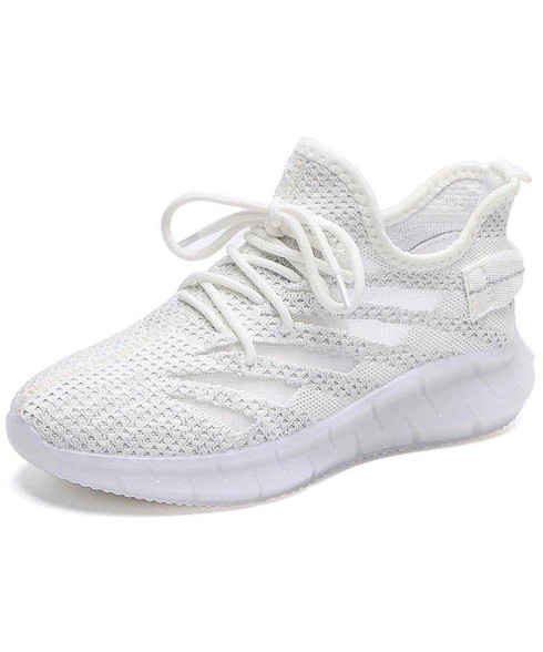 White flyknit curved stripe texture shoe sneaker | Womens sneakers ...