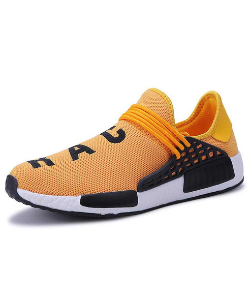 Yellow flyknit letter print on vamp shoe sneaker | Mens shoe sneakers ...