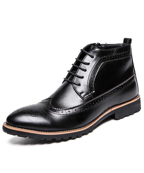 Black brogue derby dress shoe boot side zip | Mens shoe boots online 2036MS