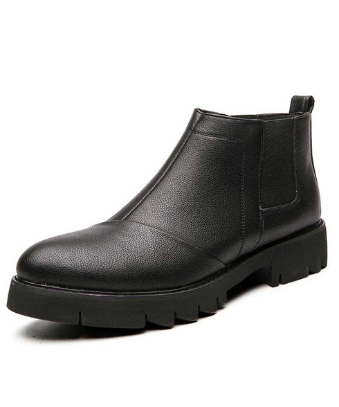 Black divided look slip on dress shoe boot | Mens shoe boots online 2042MS