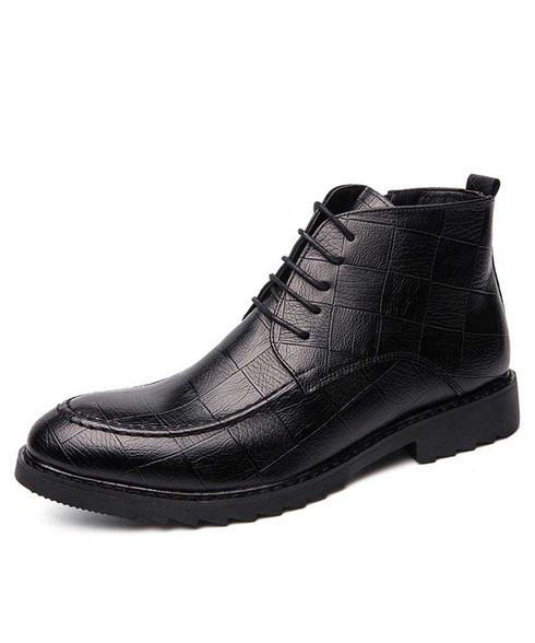 Black check pattern derby dress shoe boot | Mens shoe boots online 2044MS