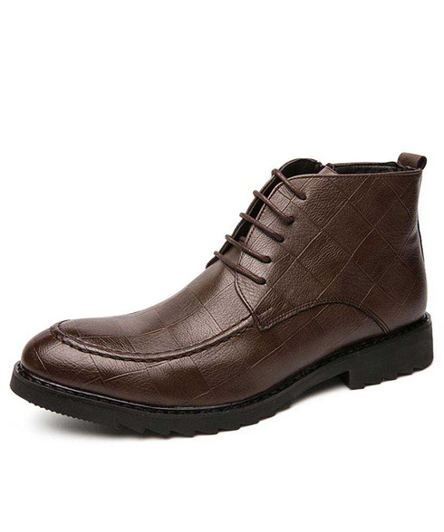 Brown check pattern derby dress shoe boot | Mens shoe boots online 2044MS