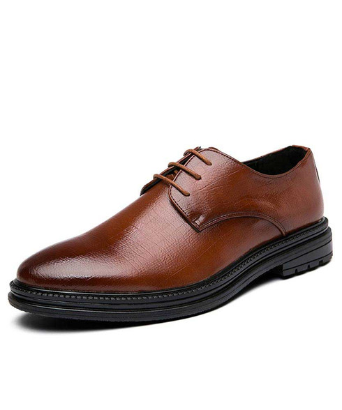 Brown texture pattern derby dress shoe | Mens dress shoes online 2061MS