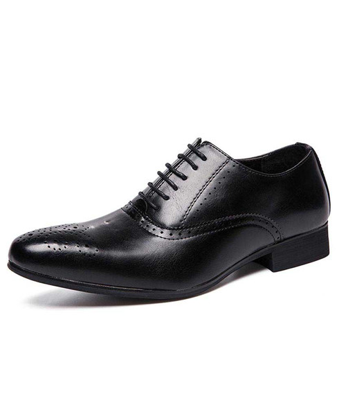 Black retro brogue leather oxford dress shoe | Mens dress shoes online ...