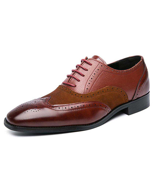 Brown brogue leather oxford dress shoe | Mens dress shoes online 2068MS