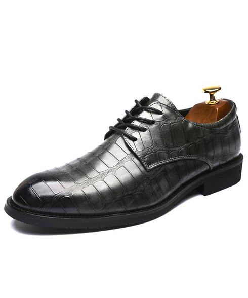 Grey crocodile skin pattern derby dress shoe | Mens dress shoes online ...