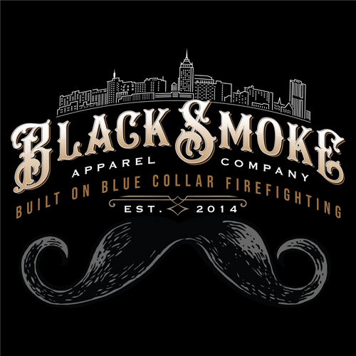Black Smoke City Scape Stache Sticker