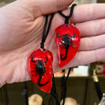 Red Heart Pair Scorpion Necklaces