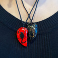 Red and Black Heart Pair Scorpion Necklaces