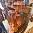 Wooden Mushroom - Pagoda Top (Large Group of 3)
