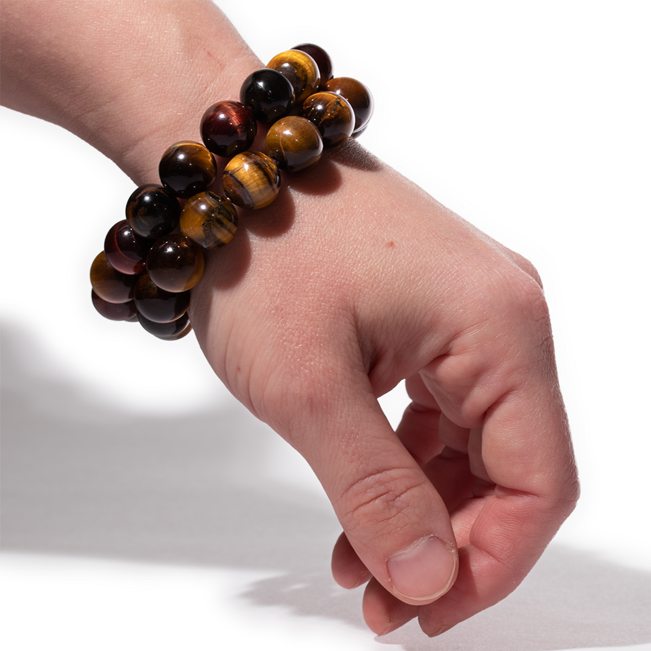 Red Tiger Eye Wristband Bracelet For Men with Ox Bone Skull and Gold | 10MM  - CLUB EQUILIBRIUM