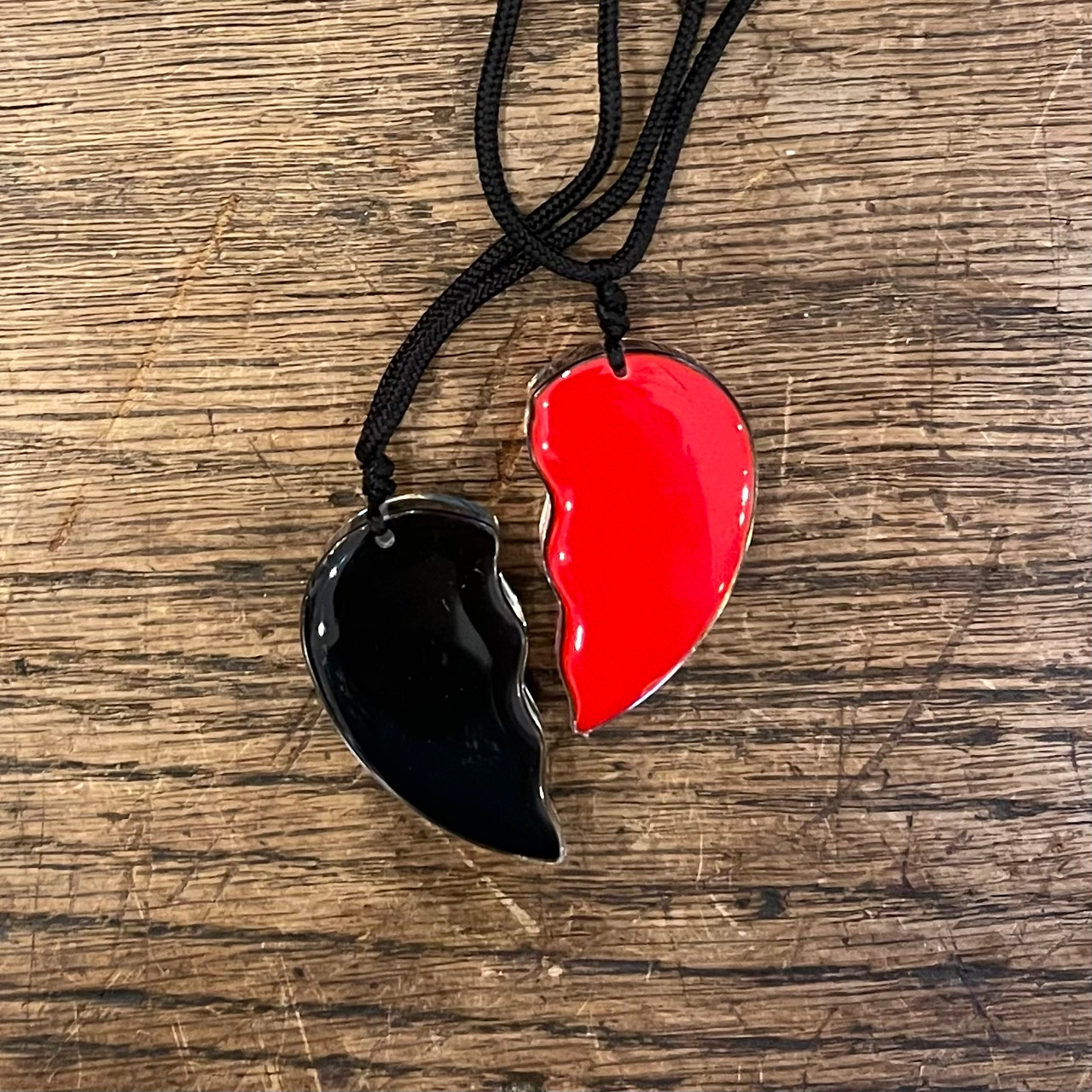 Red and Black Heart Pair Scorpion Necklaces | Evolution Store
