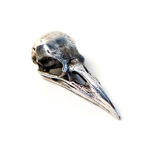 Raven Skull Necklace White Bronze - Thumbnail