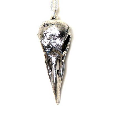 Raven Skull Necklace White Bronze- Necklace