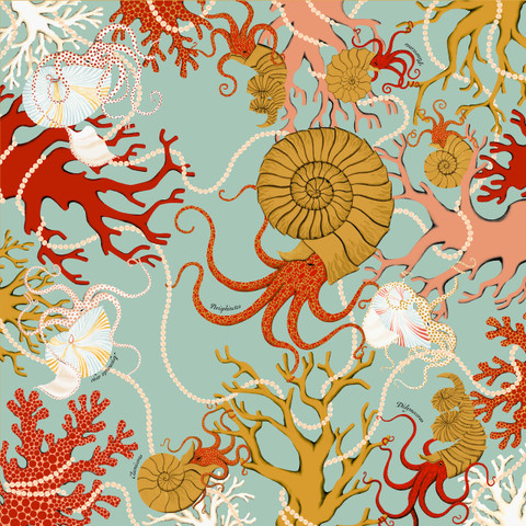 BRESCIA x Evolution Prehistoric Seas Collection - Silk Scarf BRESCIA x Evolution Prehistoric Seas Collection - Silk Scarf