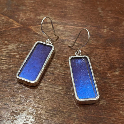 Morpho Menelaus Butterfly Earrings - Large Geometric Shapes