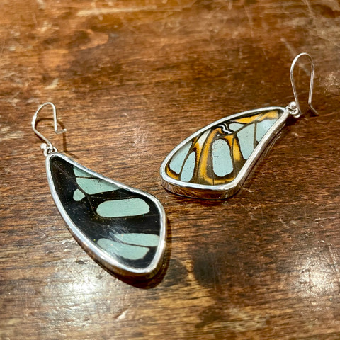 Malachite Butterfly Earrings - Large Geometric Shapes