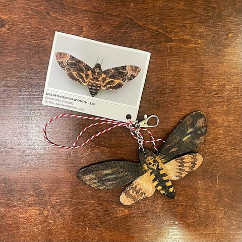 Ella Bonallack Felt Keychain - Death's-Head Hawkmoth (B)