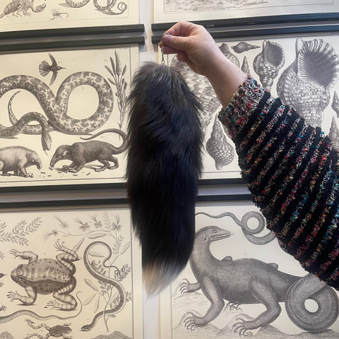 Silver Fox Tail Keychain