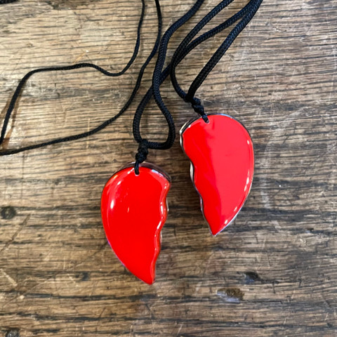 Red Heart Pair Scorpion Necklaces
