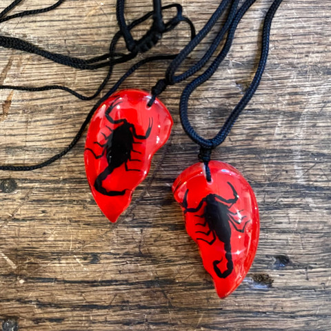Red Heart Pair Scorpion Necklaces