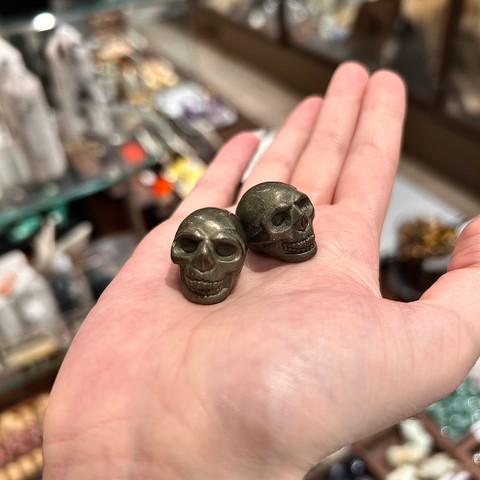 Pyrite - Carved Stone Skull