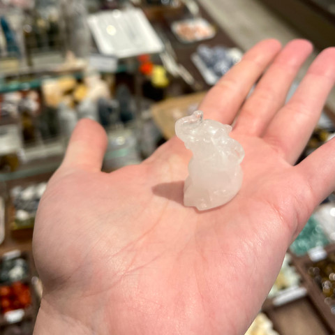 Clear Quartz - Carved Stone Elephant (Sitting)