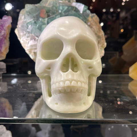 Lemon Chrysoprase - Carved Stone Skull