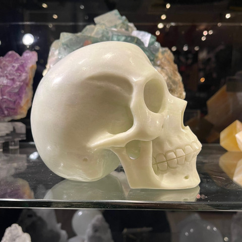 Lemon Chrysoprase - Carved Stone Skull