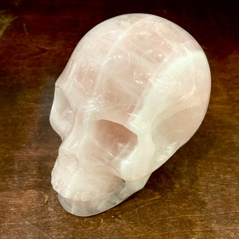 Rose Quartz - Carved Stone Skull (Large)