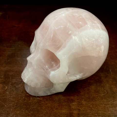 Rose Quartz - Carved Stone Skull (Large)