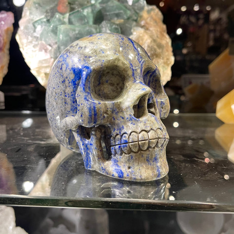 Lapis Lazuli - Carved Stone Skull (Large)