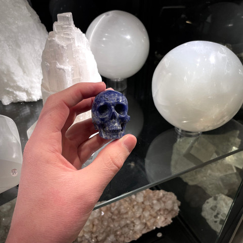 Lapis Lazuli - Carved Stone Skull (Medium)
