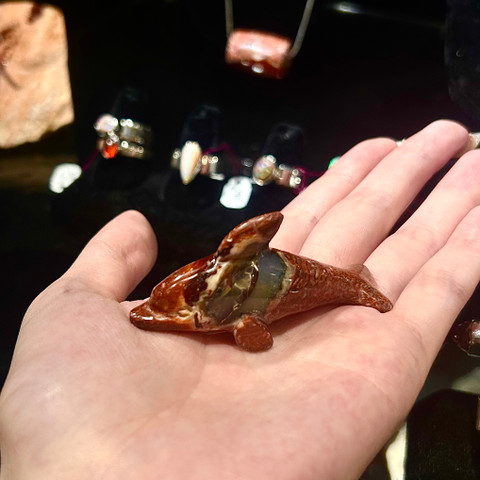Fire Opal - Carved Stone Dolphin