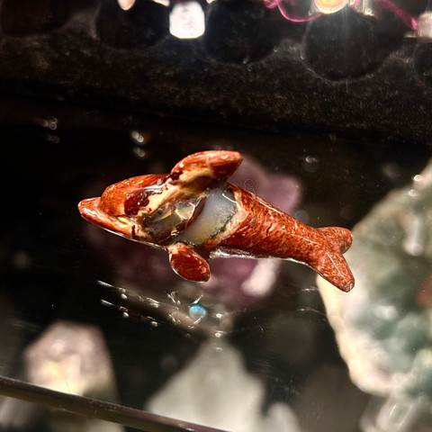 Fire Opal - Carved Stone Dolphin