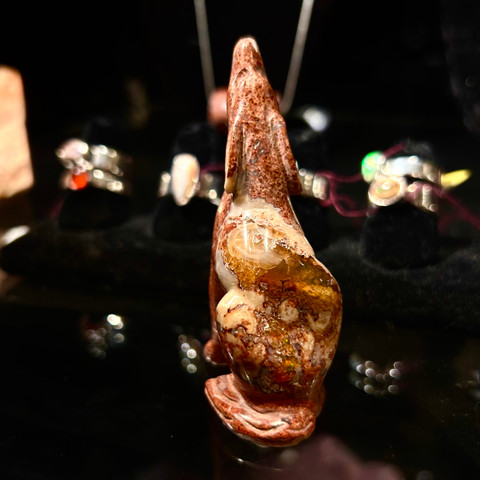Fire Opal - Carved Stone Dog