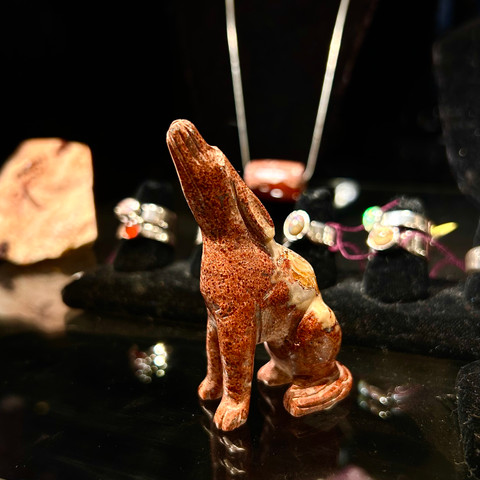 Fire Opal - Carved Stone Dog