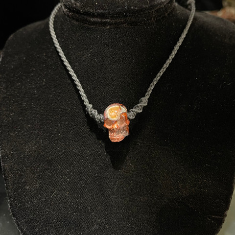 Fire Opal - Skull Necklace