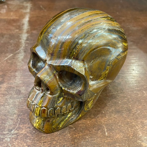 Tiger's Eye in Matrix - Carved Stone Skull