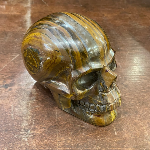 Tiger's Eye in Matrix - Carved Stone Skull