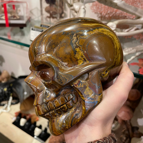 Tiger's Eye in Matrix - Carved Stone Skull