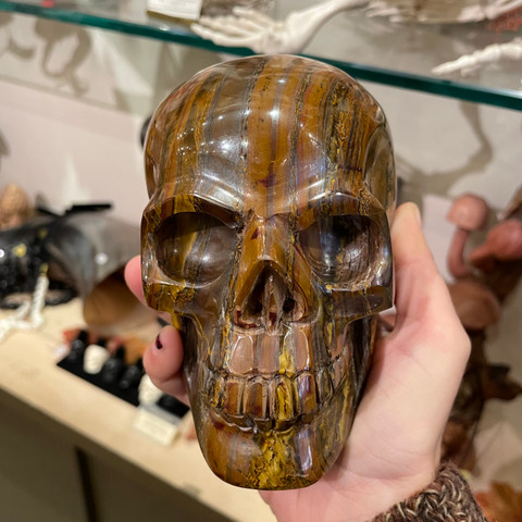 Tiger's Eye in Matrix - Carved Stone Skull
