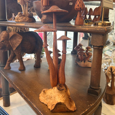 Wooden Mushroom - Pagoda Top (Large Group of 3)