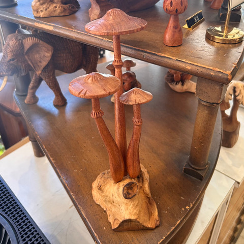Wooden Mushroom - Pagoda Top (Large Group of 3)