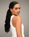 Feme 2-in-1 Human Hair Chantel half wig - side view of hair as a ponytail
