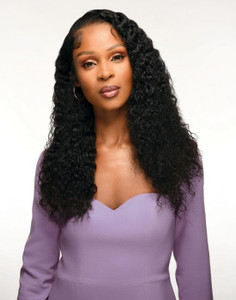 Woman wearing Feme Human Hair Weave Deep Wave