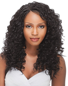 Woman wearing Premium Too Deep Wave Bulk hair extensions